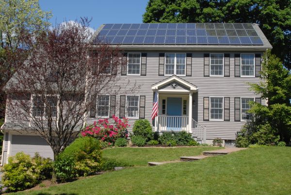 Solar panels on house roof